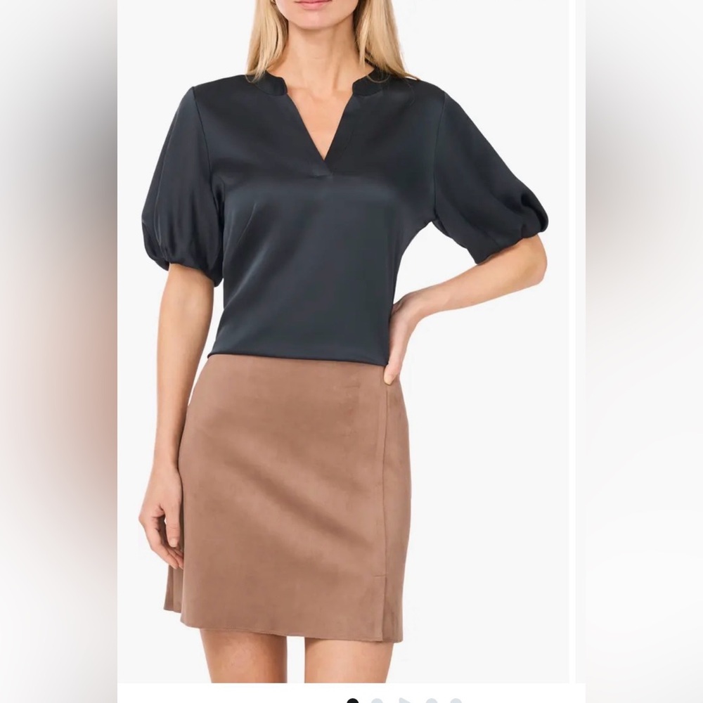 Vince Camuto Satin Blouse with Puff Sleeves